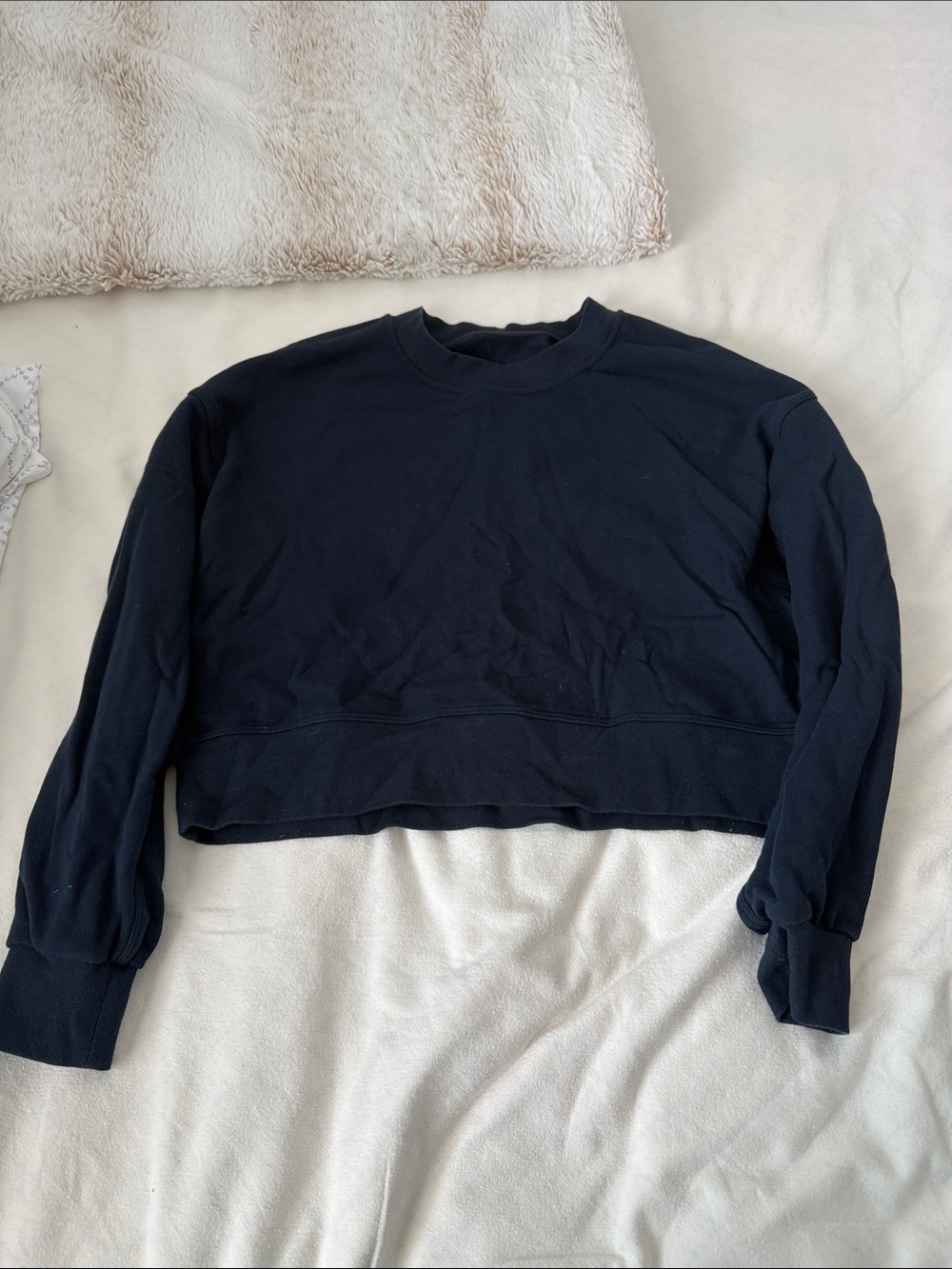 lululemon athletica Black Cropped Crewneck Sweatshirt